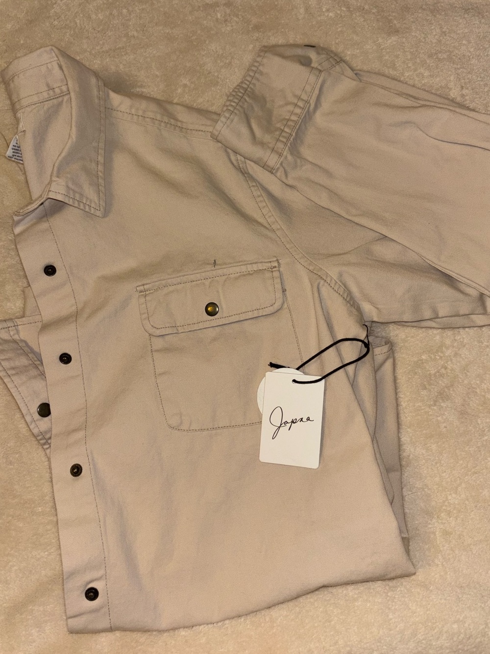 Light Tan Button-Up Chino Shirt with Flap Pocket by Jasper
